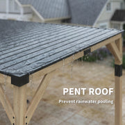 Outsunny 10' x 20' Fir Wood Lean-To Gazebo with Galvanized Steel Sloped Roof