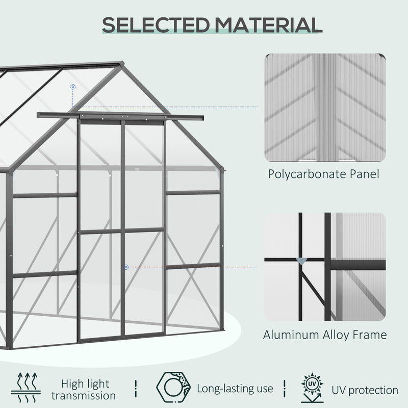 Outsunny 20' x 8' Aluminum Walk-In Greenhouse with Polycarbonate Panels and Rain Gutter