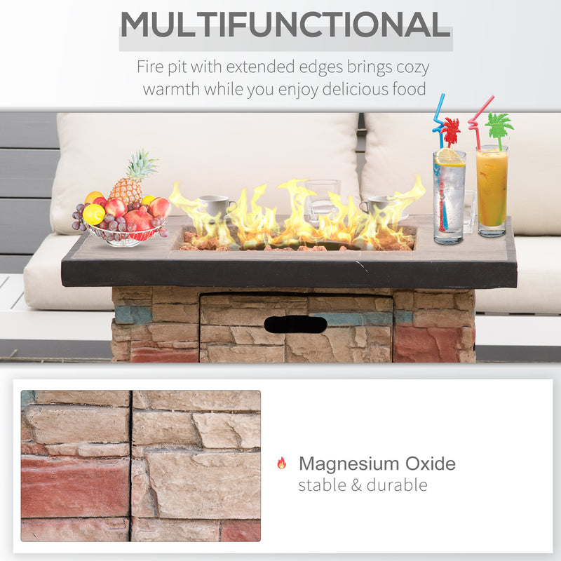 Outsunny 32" Propane Gas Fire Pit Table, 50,000 BTU with Auto-Ignition and Lava Rocks