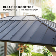 Outsunny 12' x 16' Wood-Look Hardtop Gazebo with Galvanized Steel Roof and Clear Panels