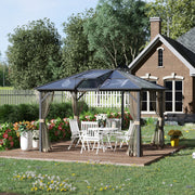 Outsunny 10' x 12' Aluminum Hardtop Gazebo with Polycarbonate Roof and Netting