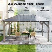 Outsunny 12' x 16' Wood-Look Hardtop Gazebo with Galvanized Steel Roof and Clear Panels