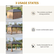 Outsunny 10' x 13' Aluminum Hardtop Gazebo with Steel Roof, Curtains and Netting