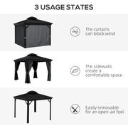 Outsunny 10' x 12' Aluminum Hardtop Gazebo with Double Roof and Enclosed Sidewalls