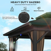 Outsunny 10' x 10' Aluminum Round Hardtop Gazebo with Metal Roof and Curtains