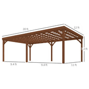 Outsunny 12' x 20' Fir Wood Pergola with Grape Trellis and Concrete Anchors