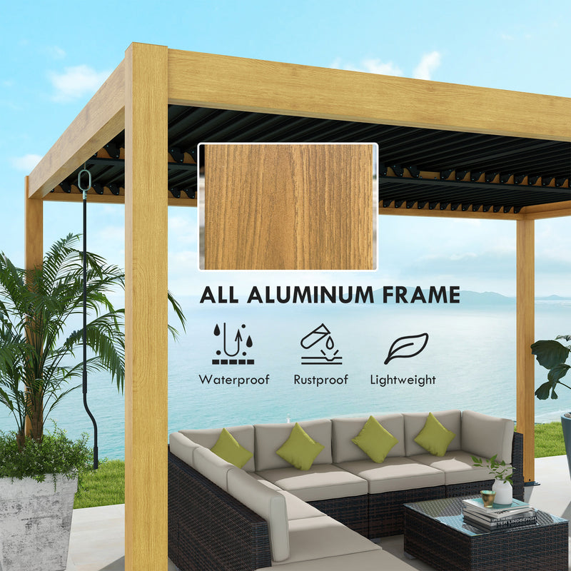 Outsunny 10' x 13' Aluminum Louvered Pergola with Adjustable Roof and Hidden Drainage