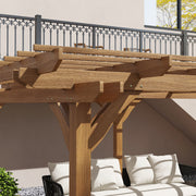 Outsunny 12' x 16' Wood Pergola with Grape Trellis for Climbing Plants