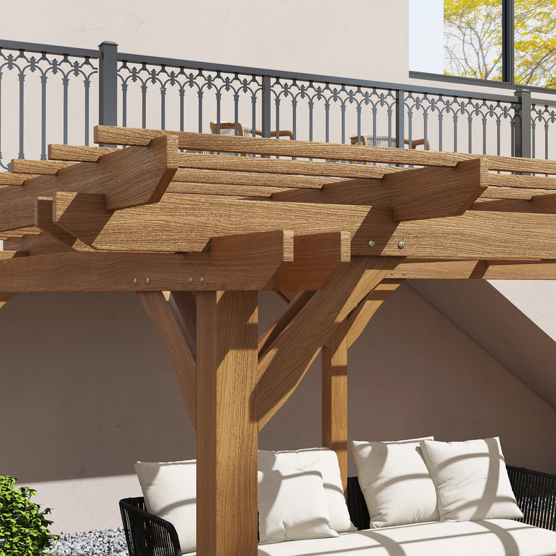 Outsunny 12' x 16' Wood Pergola with Grape Trellis for Climbing Plants