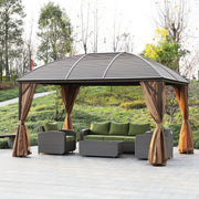 Outsunny 10' x 13' Aluminum Hardtop Gazebo with Steel Roof, Curtains and Netting
