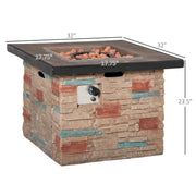 Outsunny 32" Propane Gas Fire Pit Table, 50,000 BTU with Auto-Ignition and Lava Rocks