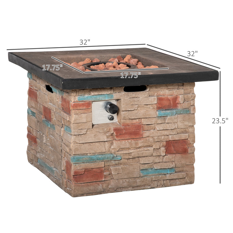 Outsunny 32" Propane Gas Fire Pit Table, 50,000 BTU with Auto-Ignition and Lava Rocks