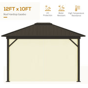 Outsunny 11.9' x 9.8' Aluminum Hardtop Gazebo with Metal Roof, Curtains and Netting