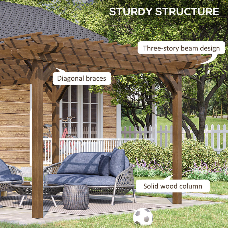 Outsunny 12' x 20' Wood Pergola with Grape Trellis for Climbing Plants