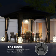 Outsunny 10' x 10' Aluminum Round Hardtop Gazebo with Metal Roof and Curtains